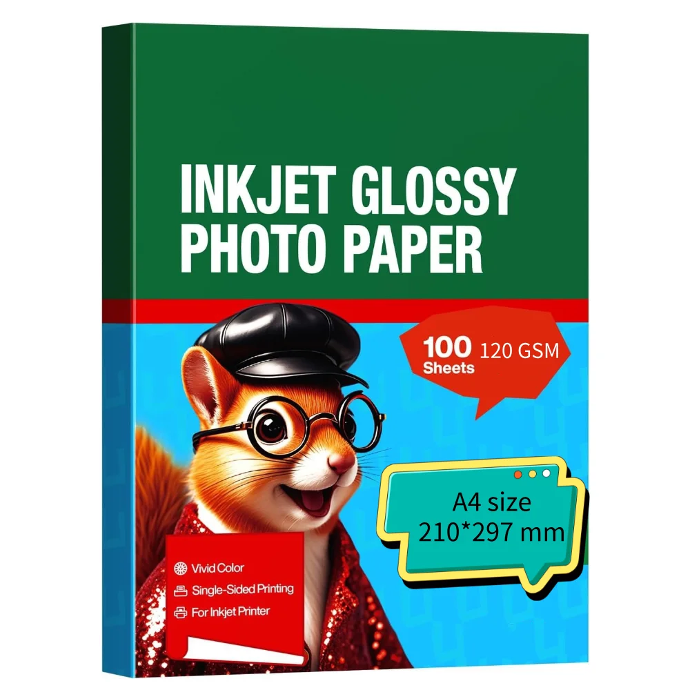 100 Blatt einseitiges, glänzendes A4-Fotopapier, 21,6 x 29,7 cm, 120 g/m2 Fotopapier für Tintenstrahldrucker für Menü-Flyer-Druck
