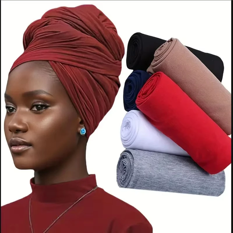 Elastisches gestricktes Kopftuch, Turban, elastisches Kopftuch, einfarbig, superweich, ultralang, atmungsaktiv, Stirnband, Damen, lässig, atmungsaktiv Image