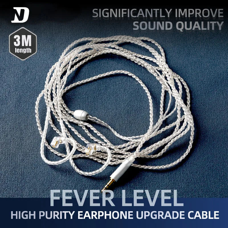 ND 3 m langes Kopfhörerkabel, Upgrade-Leitung, Computer-Live-Überwachung, Verlängerungsleitung, Gia kz, versilbertes Kabel, 3,5-Draht Image