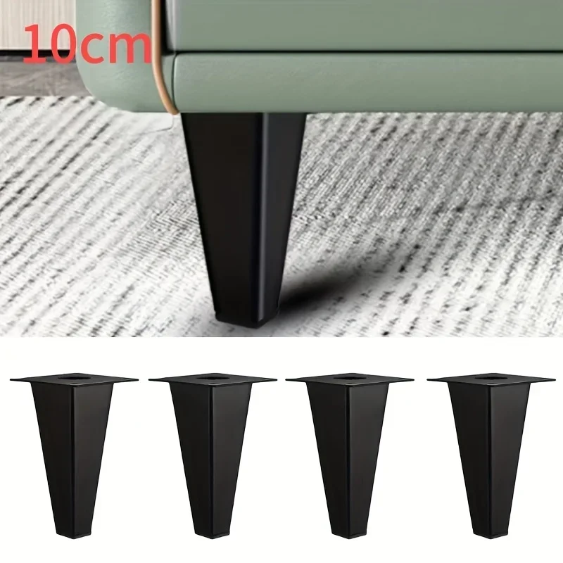 4 Stück 10/15 cm schwarze Möbelbeine – gebürstete matte Oberfläche, quadratisches Design, robuste Stützbeine für Sofa, TV, Schrank, Couchtisch
