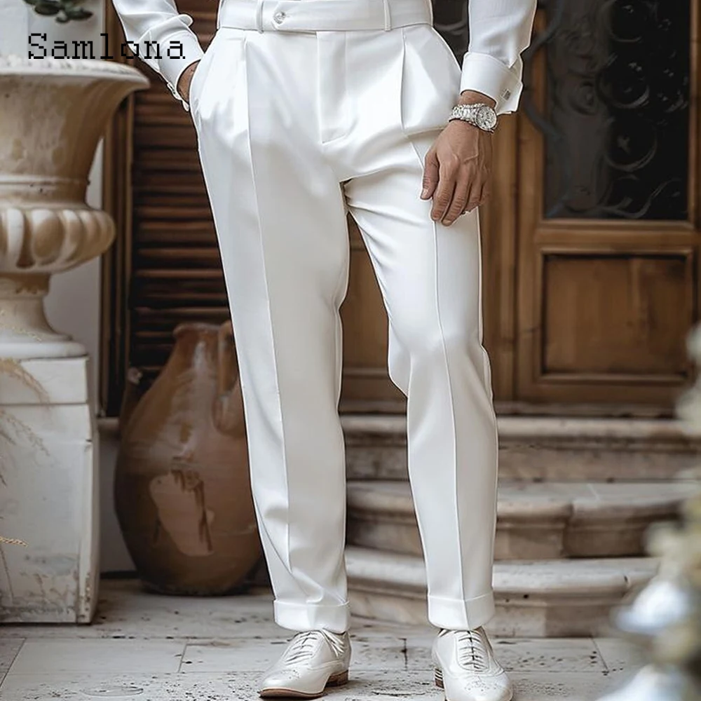 2025 Plus Größe Herren Elegante Mode Neapel Anzug Hosen Weiß Weiche Tasche Hosen männer Luxus Formale Gerade Anzüge Hosen neue