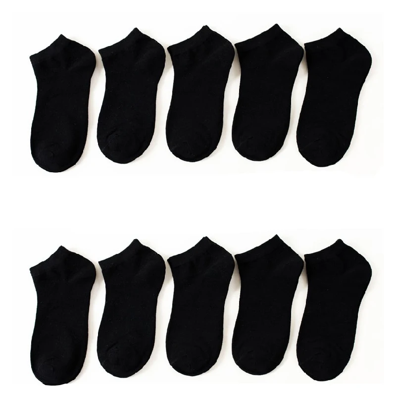 Männer Sommer Bootssocken Große größe 44,45,46,47,48 Schwarz Atmungsaktive Mode Schwarz Männliche Baumwollsocken Männer kurze Große Neue 10 Paare
