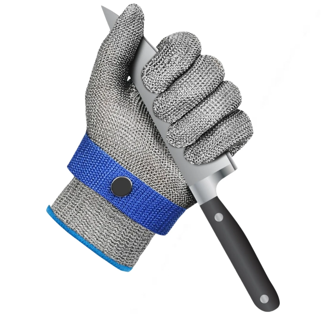 Level 9 A9 Schnittfeste Handschuhe Lebensmittelqualität, 2.0 Verbesserte Schutzhandschuhe aus Edelstahlgewebe gegen Schnittverletzungen Image