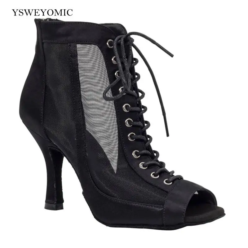 Neue Ankunft Ankle Dance Boot Schwarz Farbe Anpassen Farbe Heels 7cm Bachata Latin Salsa Trainning Tanz Schuhe Latin Frauen