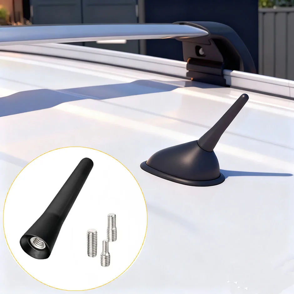Starke Radio-Dachantenne FM AM DAB Schwarz 6,5cm Länge Auto Universal mit Schrauben Autoantenne Mini Kurze Auto-Zubehörteile Image