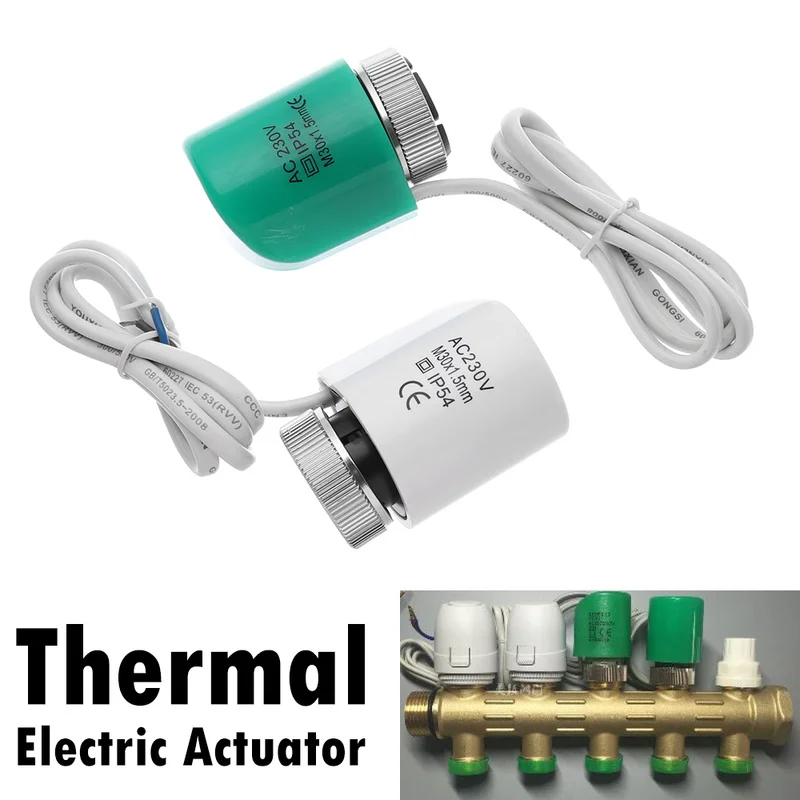 1Pcs 230V NO NC Elektrische Thermische Antrieb Ventil Kopf Für Schließer Boden Heizung Heizkörper Thermostat Verteiler Geschlossen Image