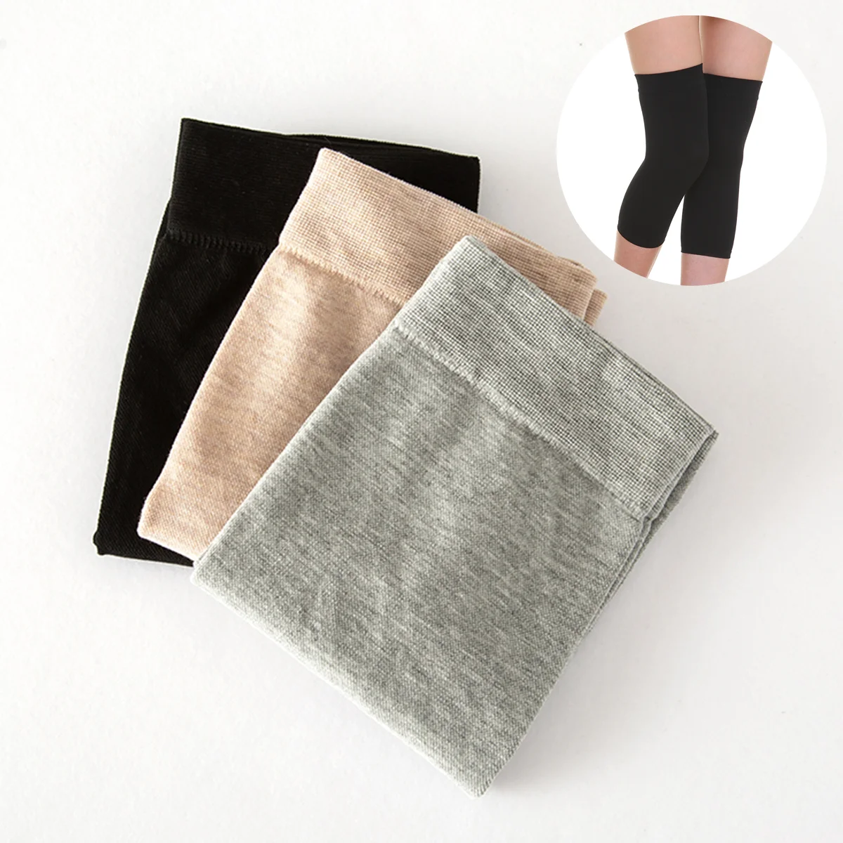 1 Paar Damen-Knieschoner aus dünner Baumwolle, weich, warm, Gelenkschutz, rutschfest, elastisch, für Sport, Fitnessstudio, Kniebandage für Yoga/Tanz/Training/Laufen Image