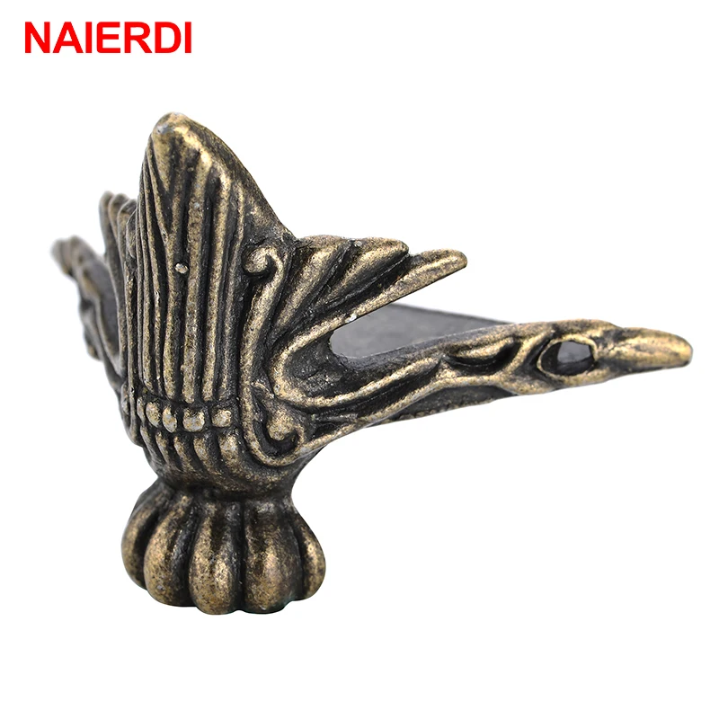 4PCS Antike Eckenschutz Messing Schmuck Truhe Box Holzkiste Dekorative Füße Bein Metall Eckenschutz Hardware Halterung