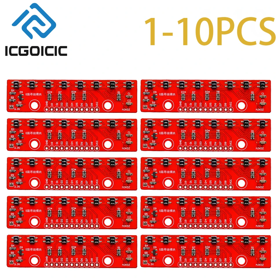 1–10 Stück 8-Kanal-Infrarot-Line-Tracking-Sensormodul – digitaler Ausgang für Arduino Smart Car Robot DIY-Projekte Image