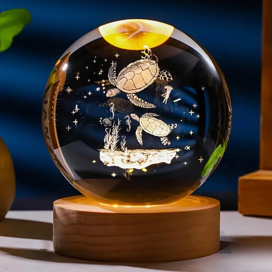 1-teiliges 3D-Schildkröten-Kristallkugel-Geschenk, Nachtlicht im Tierstatuen-Stil, Geburtstagsgeschenk, perfekt für Freunde oder Schildkrötenliebhaber