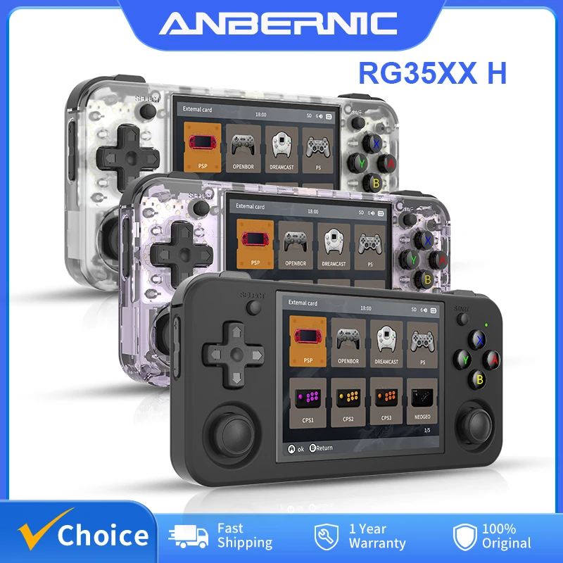 ANBERNIC RG35XX H Handheld-Spielekonsole Linux 3,5 Zoll IPS-Bildschirm H700 Retro-Videospiele-Player 3300 mAh 64G 5528 Klassische Spiele