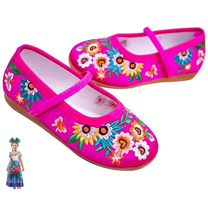 Neue Film Encanto Schuhe für Mädchen Dress Up Bequeme Mary-Jane Ballett Pumps Wohnungen Niedrigen Absatz Stickerei Schuhe Kinder Freizeitkleidung Image