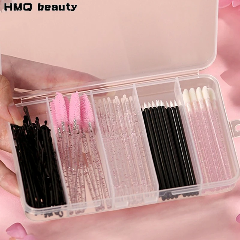 80 stücke Professionelle Make-Up Pinsel Set Box Augenbraue Wimpern Lippen Pinsel Haarnadel Micro Pinsel für Wimpern Verlängerung Make-Up-Tools Image