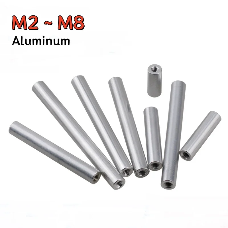 M2 M3 M4 M5 M6 M8 Runder Aluminium-Abstandsbolzen, verlängerte lange Mutter, Aluminium-Bolzen-Abstandshalter, Länge 6–80 mm