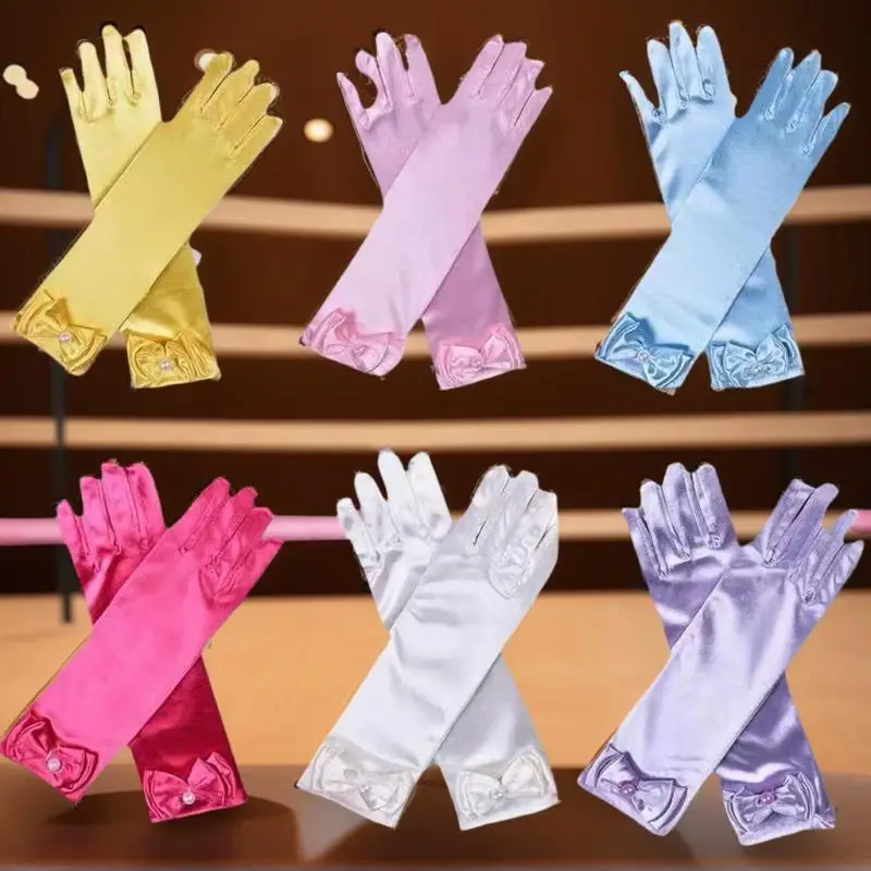 Mädchen Schneewittchen Handschuhe Dress Up Party Supplies Kinder Prinzessin Cosplay Kostüm Für Elsa Anna Belle Handschuhe Rosa Lila Gelb