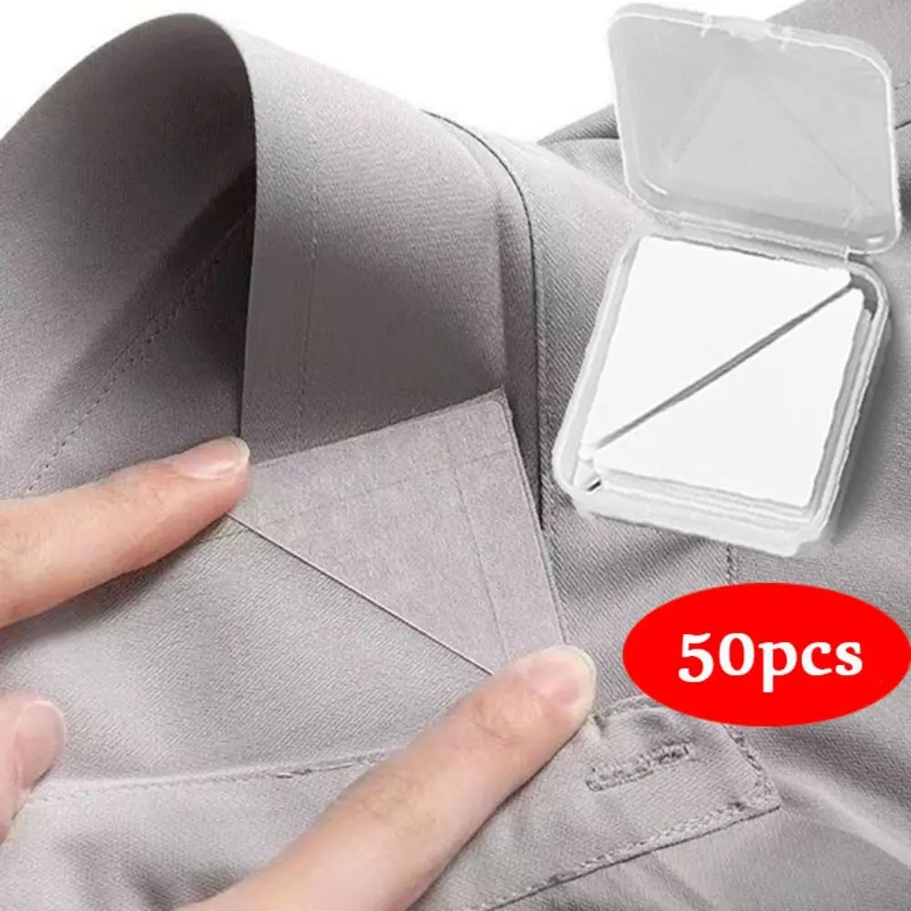 50 Stück selbst klebendes Kragen-Styling-Klebeband verzieht keine Hemdhals schutz polster Hemdkragen-Stütz kragen polster für Frauen Männer Image
