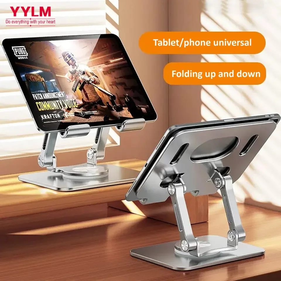 360 ° Rotations-Tablet-Ständer für iPad, verstellbarer faltbarer Tablet-Halter, Aluminium-Telefonständer, kompatibel mit iPad Pro/Air/Mini Image