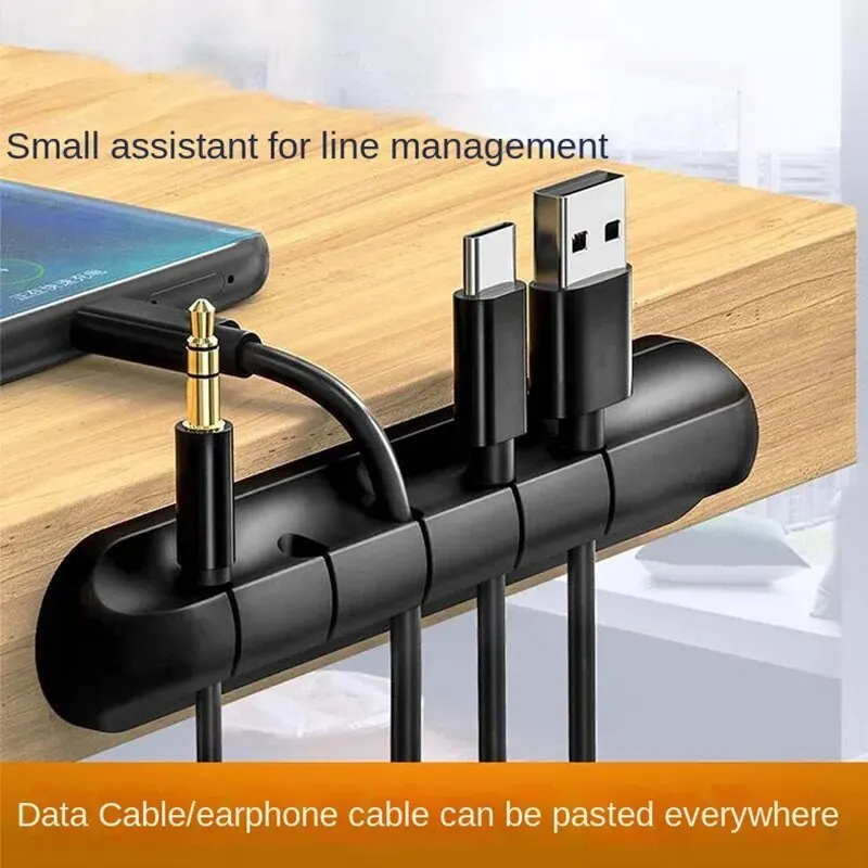 Selbstklebender Netzkabel-Kabelmanager, fester Spannfutterstecker, Mauskabel, Headset-Aufwicklung, Handy-Datenkabel, Karte, Silikon, Desktop Image