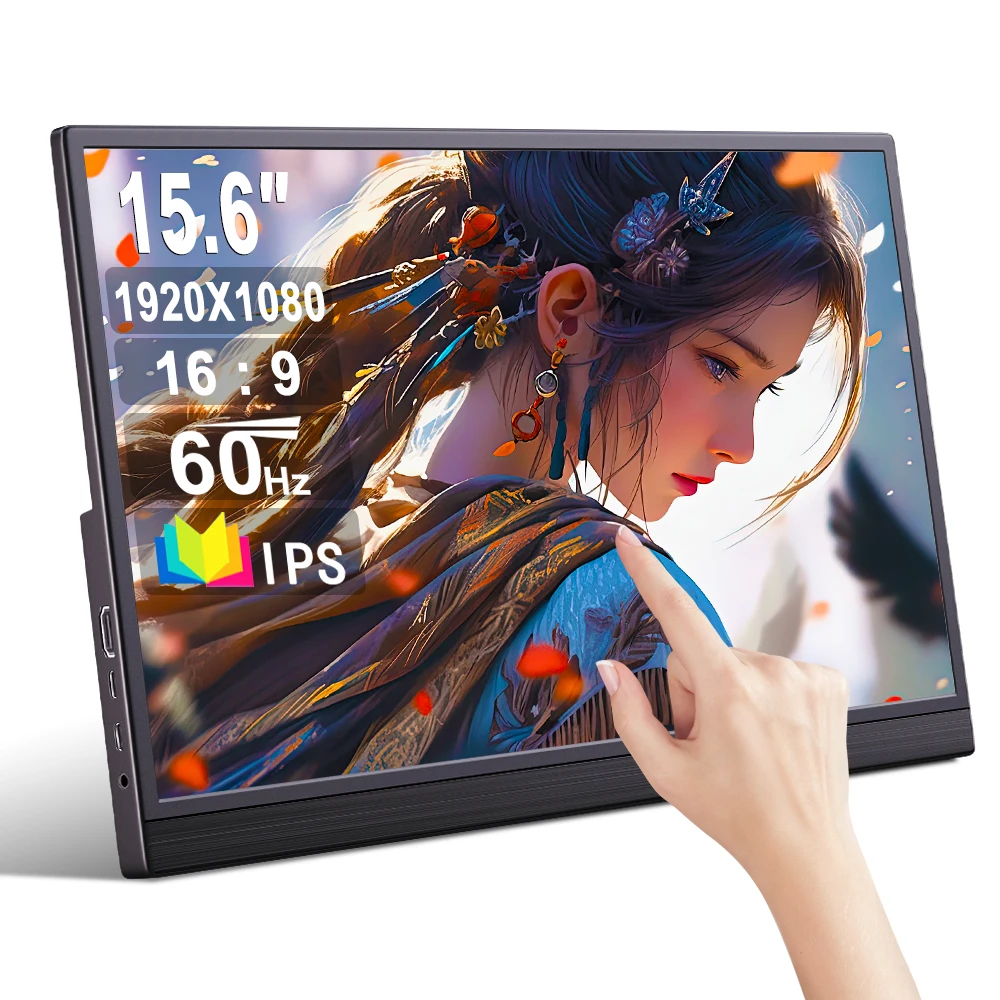 Tragbarer Touchscreen-Monitor, 16/15,6/14/11,6 Zoll, Gaming-Laptop, Erweiterungsdisplay, Reisemonitor für Raspberry Pi/Laptop/PS3/PS4 Image