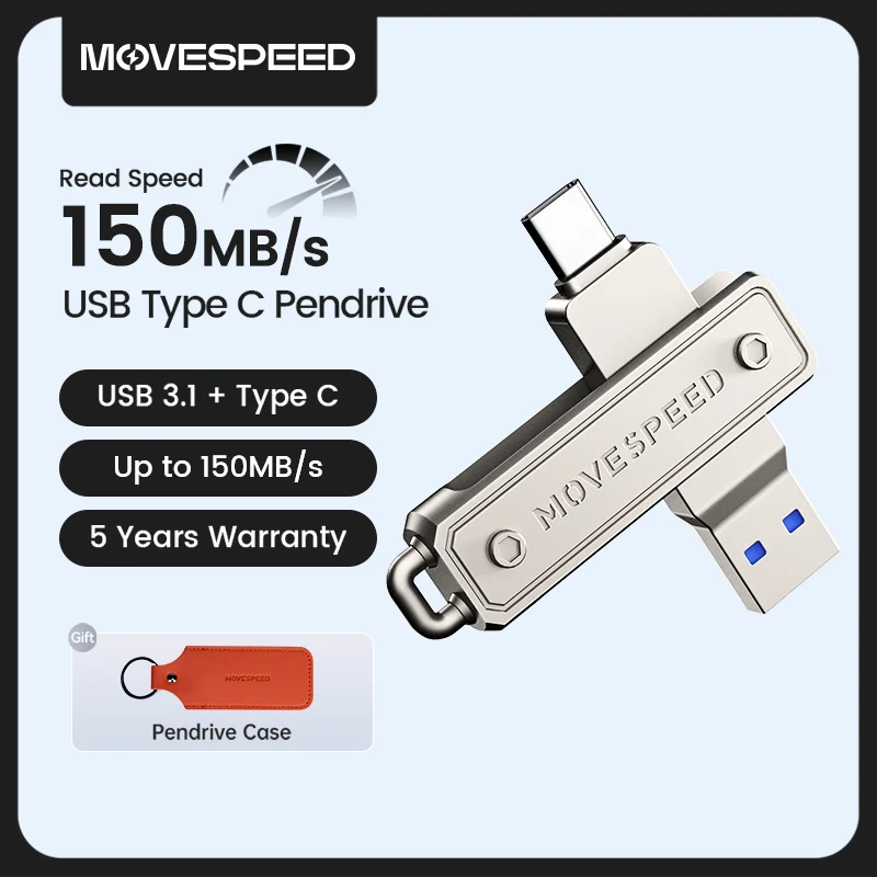 MOVESPEED 150 MB/USB Typ C Flash-Laufwerk 64 GB 128 GB 256 GB 512 GB OTG USB 3.1 Pendrive für MacBook iPhone 15/16 Laptop PC Image