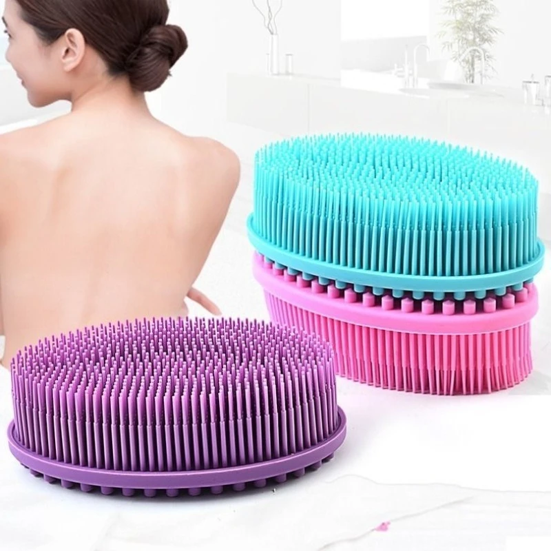 Silikon-Körperwäscher, Bad, Dusche, Schwamm, trockene Badebürste für Körpermassagegerät, Bast, Peeling, Silikonwäscher, Körperbürste zum Baden Image