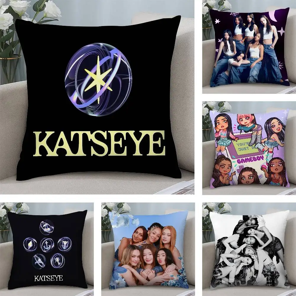 Korea Kpop Band K-KatseyeS Kissenbezug Plüschstoff Weicher Kissenbezug Doppelseitiger Druck Kissenbezug Haushaltsgeschenke Image