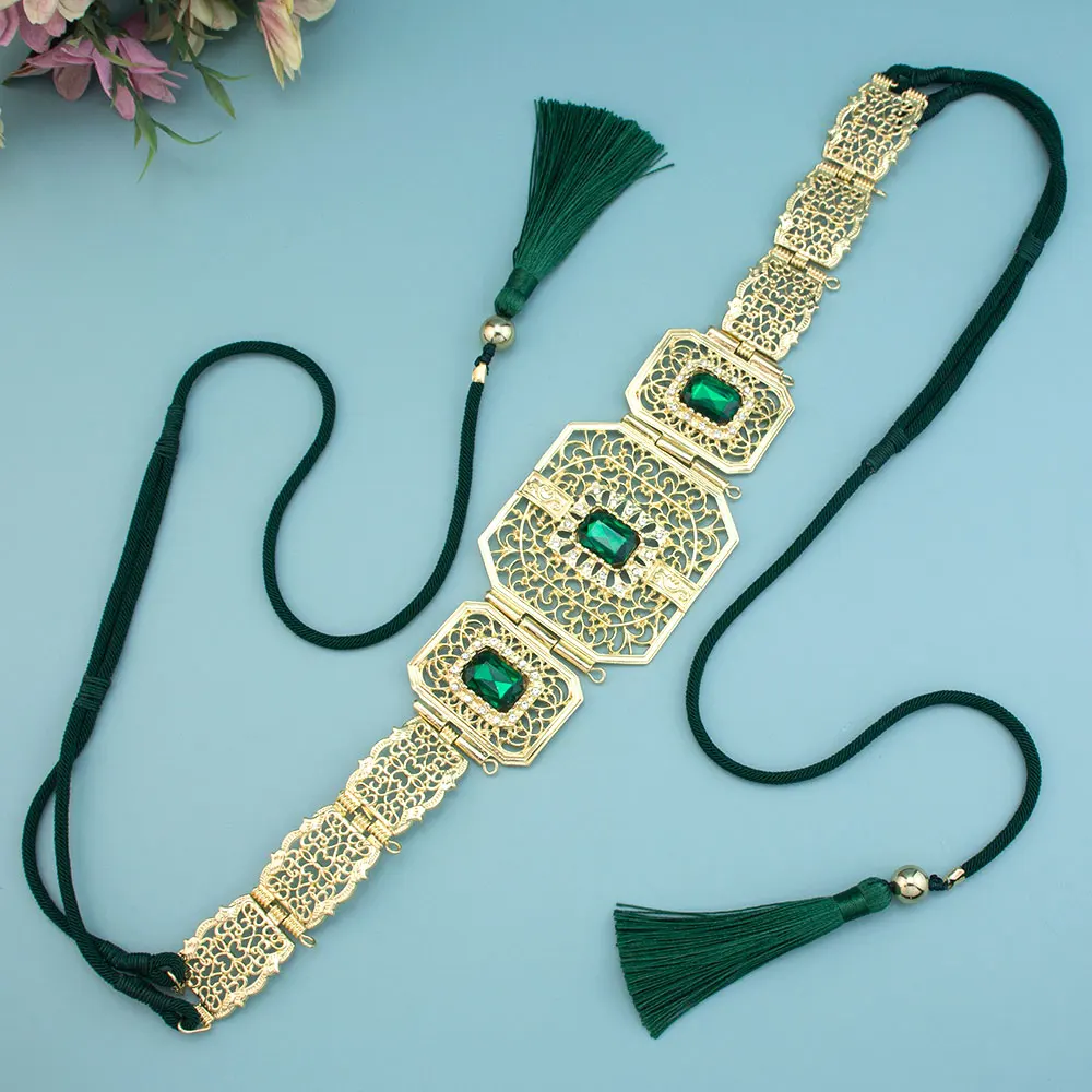 Sun spicems Gold Farbe Marokko Kaftan Gürtel Hand Seil Kette Quasten arabische Frauen Hochzeit Schmuck Brautkleid Charme Taille Bijoux Image