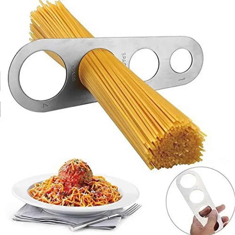 Küchenzubehör, Edelstahl, Nudel-Messgerät, 1 Stück, 4 Löcher, Spaghetti-Messgerät, italienisches Nudelzubehör Image