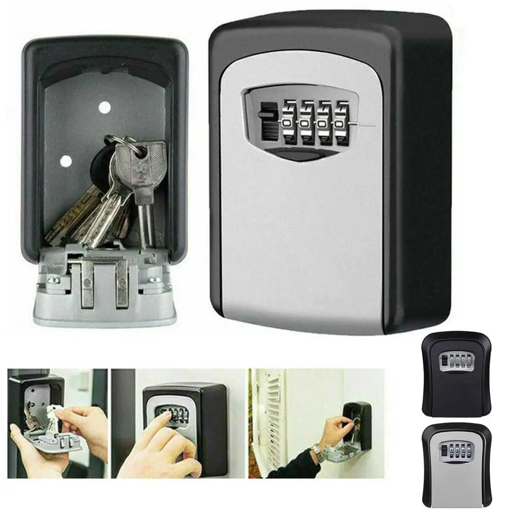 HEE RAK Key Lock Box 4-stelliges Passwort ABS Metallzifferblatt Speichermanagement Diebstahlsicherer Wandmontierter Safe mit großem Raum Image