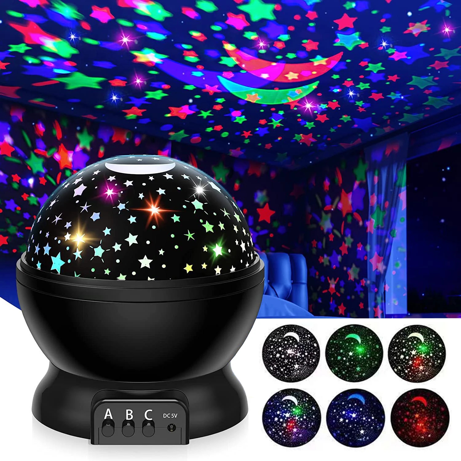Nachtlampe Projektor Sternenhimmel Nachtlicht Projektor Babylampe Dekor Rotierender Sternenkinderzimmer Mond Galaxy Projektor Tischleuchte