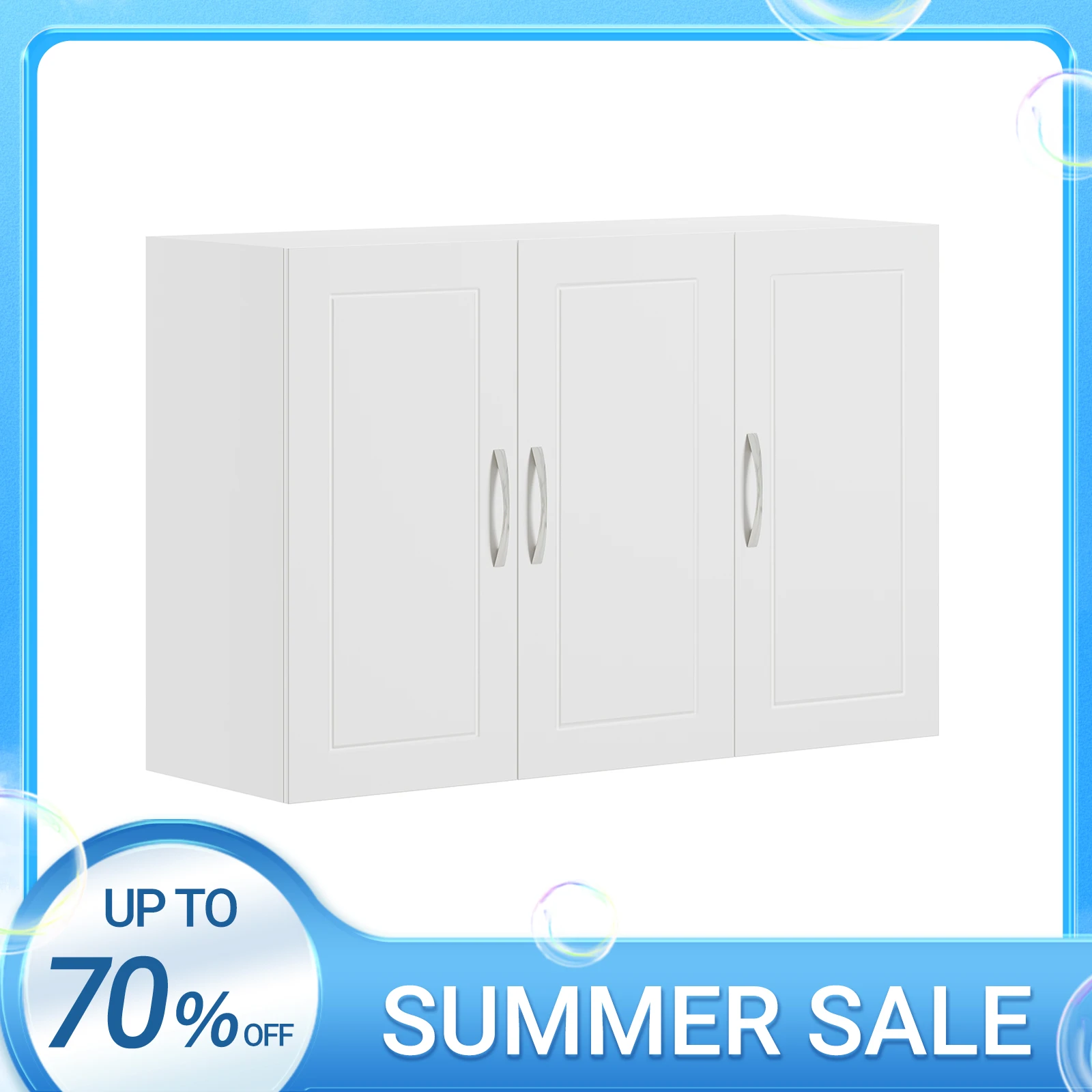 SoBuy FRG231-W Hängeschrank mit Zwei Türen Wandschrank Badschrank Küchenschrank Medizinschrank Badmöbel Weiß BHT ca: 60x60x30cm Image