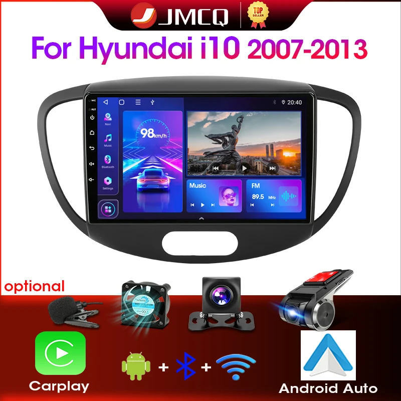 JMCQ 2 Din Auto Radio Für Hyundai i10 2007 2008 2009 2010-2013 Stereo Multimedia Player Android 12 4G GPS Navigation 2din Carplay Image