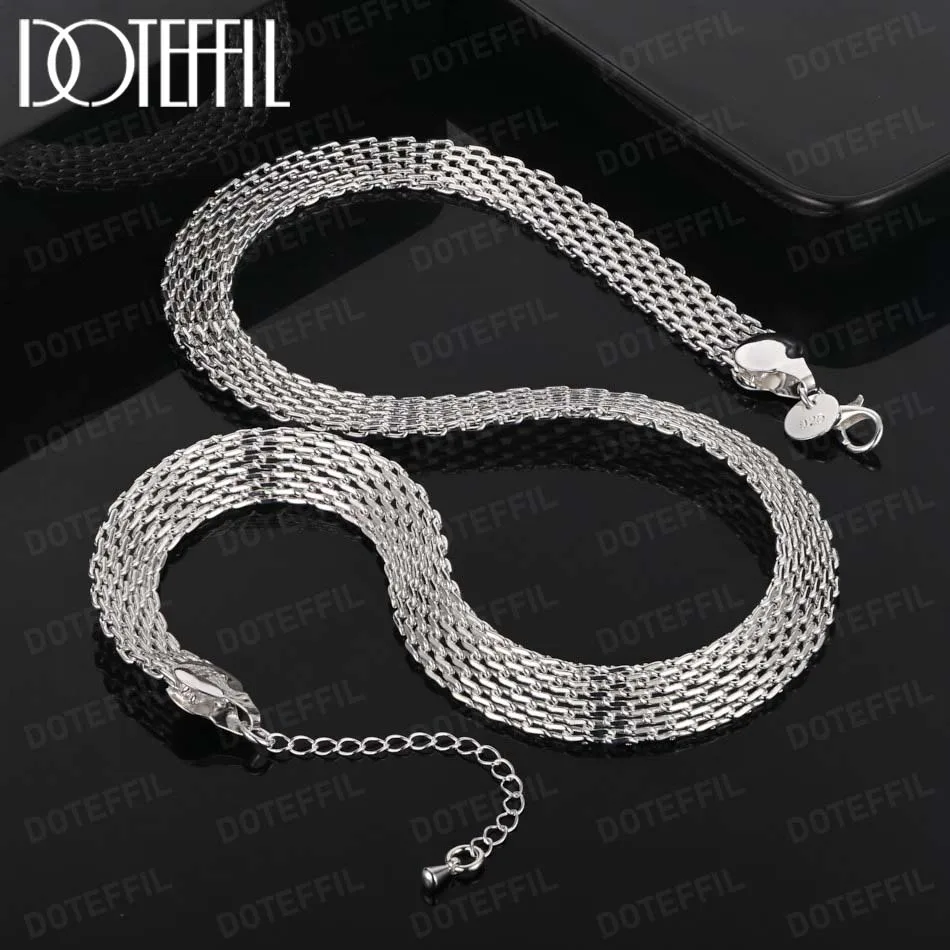 DOTEFFIL Heiße Kreativität Net Kette Halsketten 10mm 925 Sterling Silber für Frauen Mode Designer Party Hochzeit Schmuck Geschenk Image