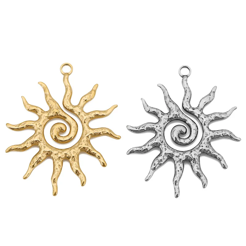 4 teile/los Edelstahl Gold Vintage Große Sonne Blume Charms Anhänger für DIY Ohrring Halskette Schmuck Machen Zubehör Finden