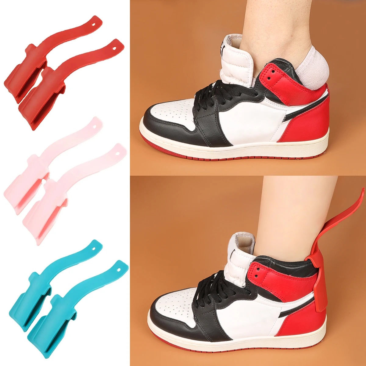 2Pcs Faul Schuhlöffel Kunststoff Bunte Unisex Tragen Schuh Helfer Einfach An- Und Aus Schuh Robuste Schlaf-Hilfe-Tool schuh Zubehör Image
