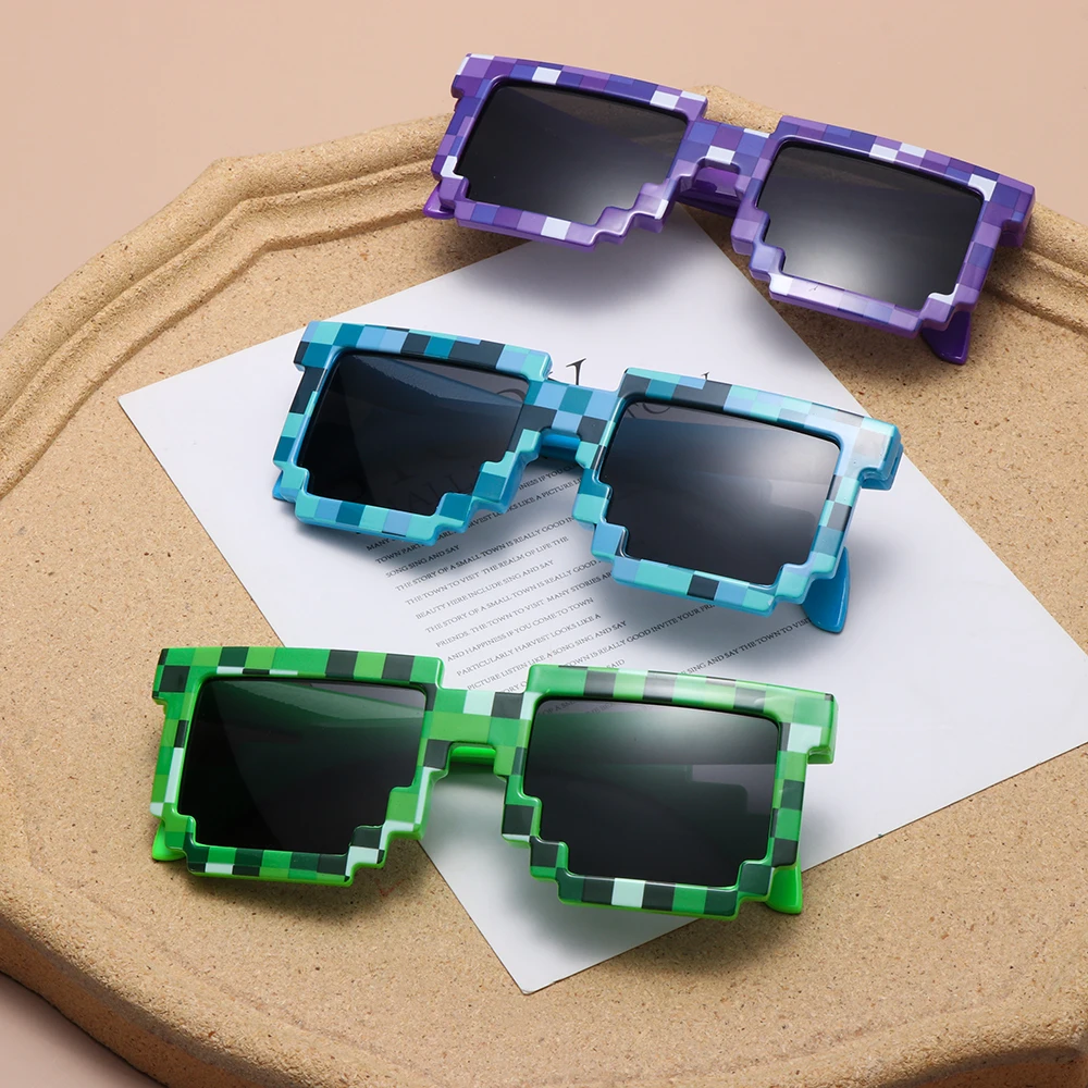 Kinder-Sonnenbrille, lustige Sonnenbrille, Cosplay, Action-Spiel, Spielzeug, quadratische Brille, Pixel-Mosaik, Оoterap Thug Life, Brillen, Geschenk für Kinder Image