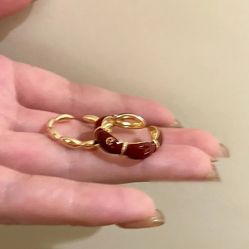 Vintage roter Tropfen glasierte Ringe Mode Bambusknoten offener Ring für Frauen Verlobung Hochzeit Schmuck Mode Freundin Geschenke Image