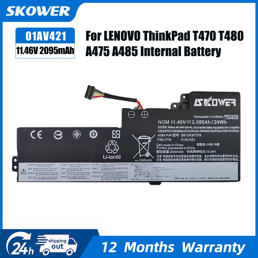 SKOWER 01AV420 Interner Akku für Lenovo ThinkPad T470 T480 A475 A485 TP25 01AV419 01AV421 01AV489 SB10K97576 SB10K97578 Image