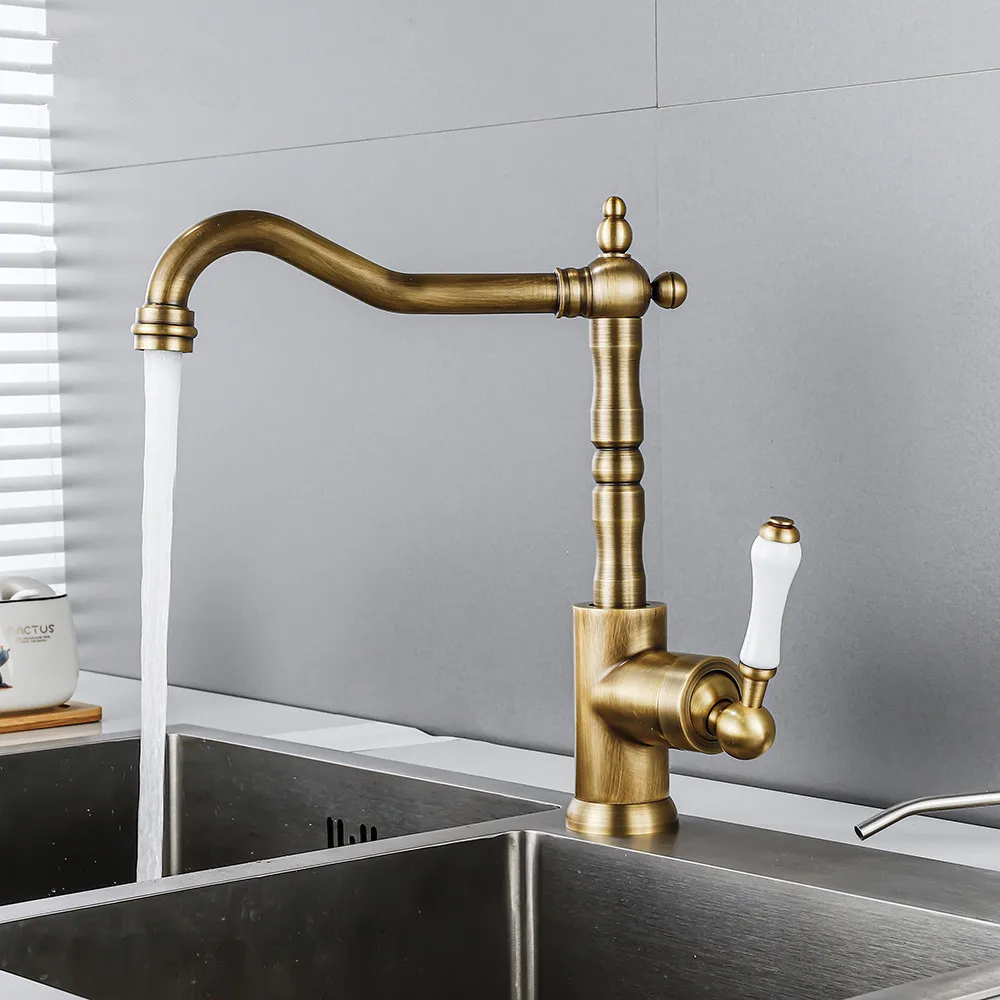 Tuqiu Küchen armaturen schwarze Wasserhähne für die Küche antike Spüle Mixer Ein hebel Chrom Spüle Mixer Wasserhahn heißen Kaltwasser kran