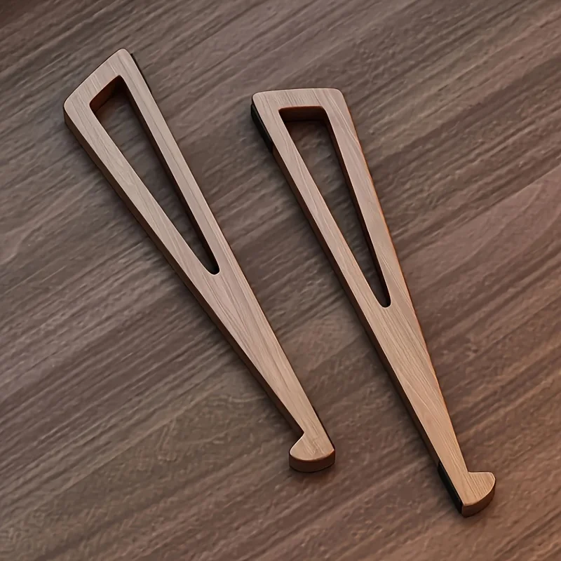 Tragbarer, faltbarer Laptopständer aus Holz – ergonomisch 12 ° Einstellbarer Winkel, dreieckiges Kühlungslüftung, Bürozubehör Image