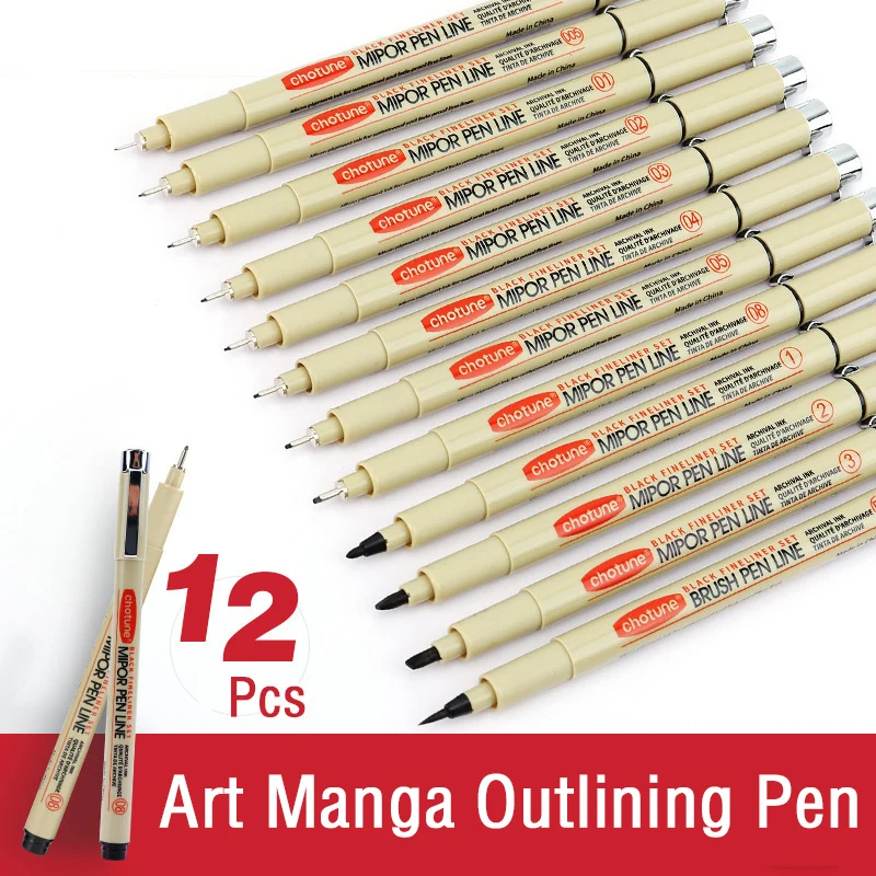 Art Manga Outlining Pen Pigment Liner Micron Pen Marker Set Hook Line Needle Pen für Skizze Soft Brush Stationery Art Supplies Image