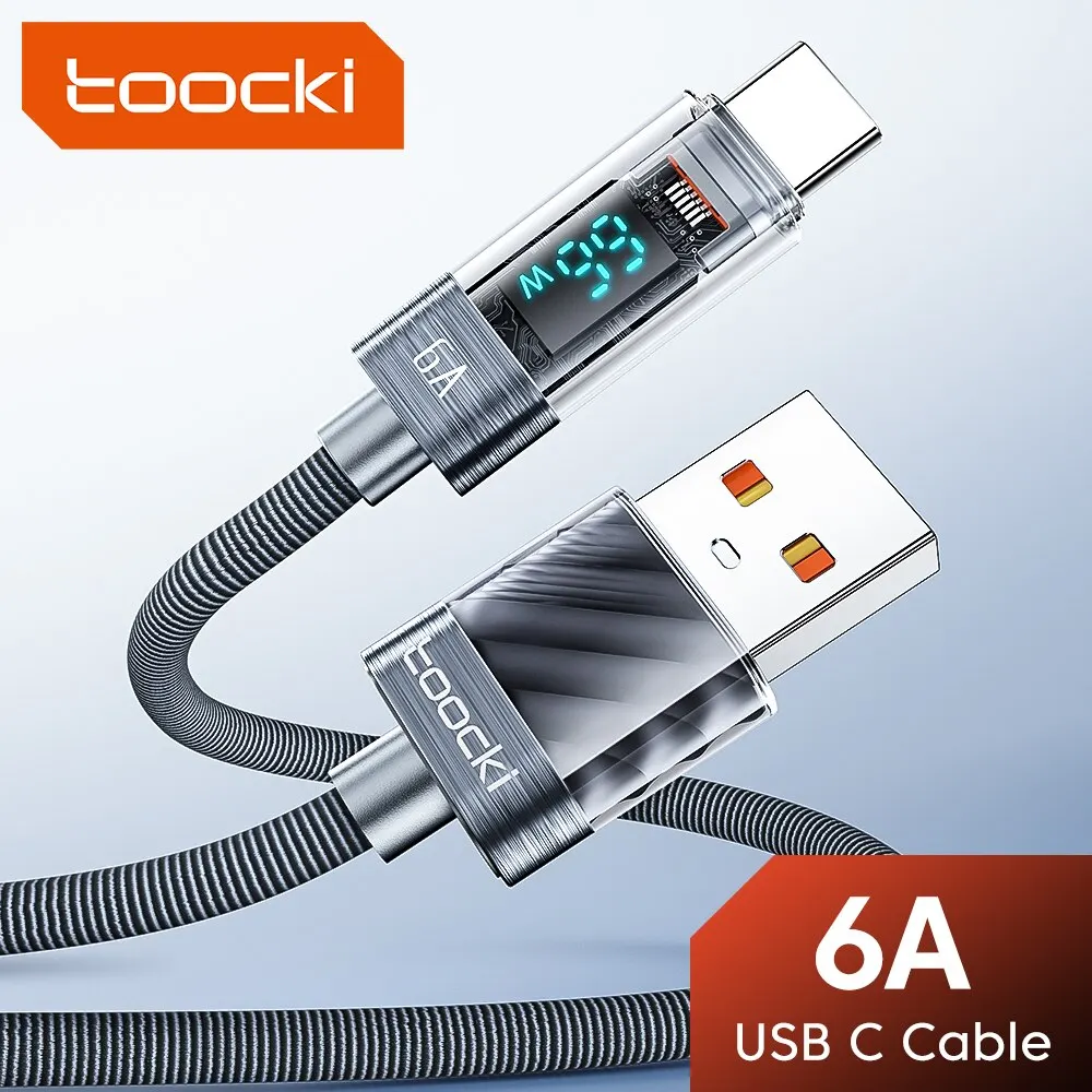 Toocki USB Typ C Kabel 6A 66 W Für Huawei OPPO Display Schnelle Lade Ladegerät USB C kabel Datenkabel Für Xiaomi 12 Samsung Realme Image