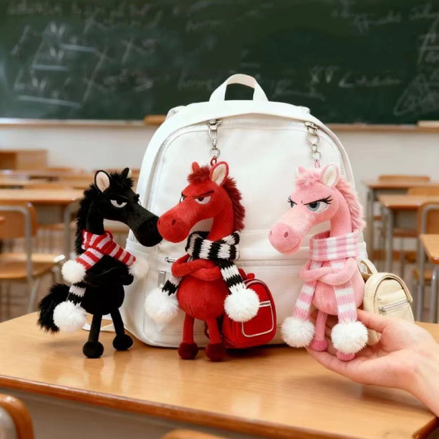 Plüsch-Präganz-Pony-Schlüsselanhänger für Frauen, Taschenanhänger, Dekor, niedliches Plüsch-Pferd, Auto-Schlüsselanhänger, Party-Geschenk, Schlüsselanhänger, Schlüsselanhänger, Zubehör Image