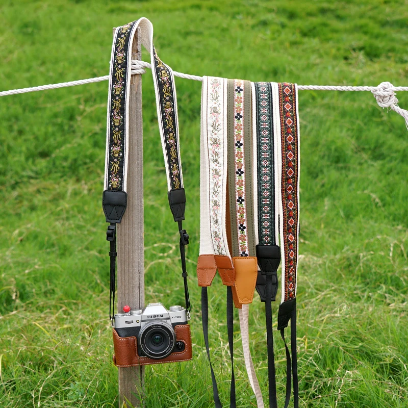 Kamera-Schultergurt, breiter und dicker Vintage-Retro-Nackengurt, einfach zu installierender Schnallengurt mit Blumenmuster für Sony, Fuji, Canon, Nikon PK Image