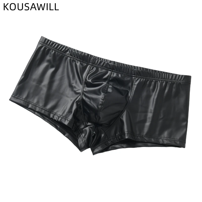 Männer Höschen Männlich Faux Leder Sexy Shorts Boxer Unterwäsche Atmungsaktive Ropa Interior Hombre Boxershorts Herren Boxer Briefs Image