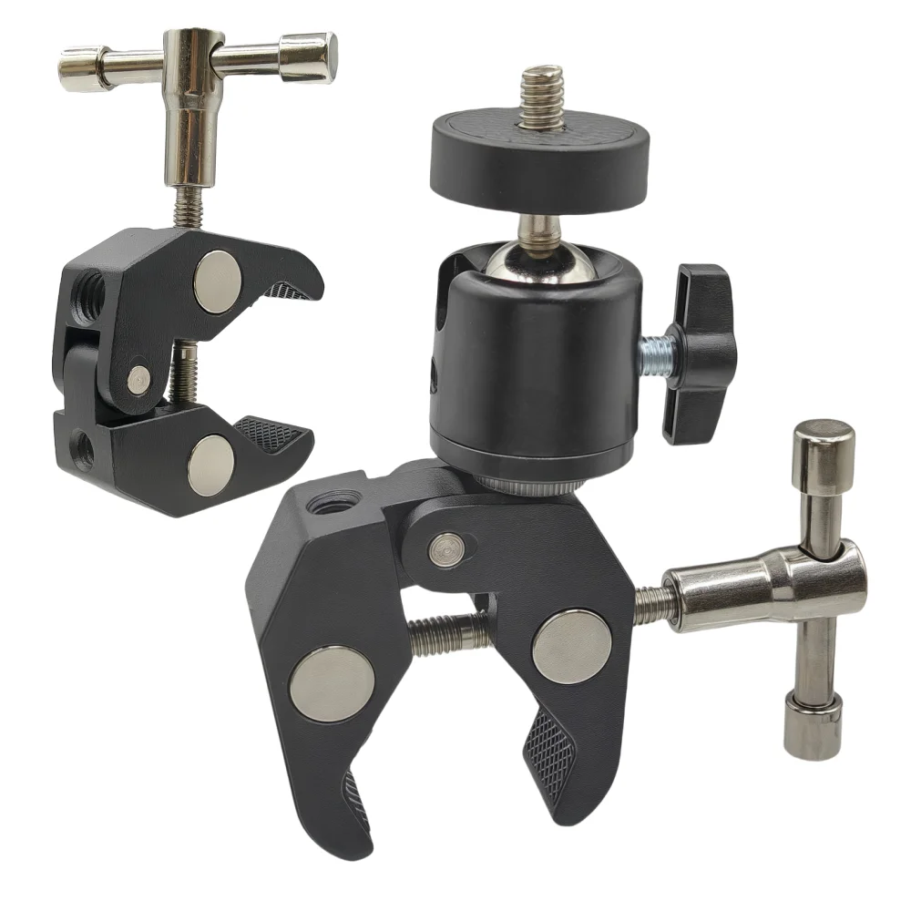 Mteal Super Clamp mit 360° ° Mini Kugelkopf Schnellspanner Klemmhalterung Stativhalterung 1/4 Schraubclip für DSLR Action Kamera Image