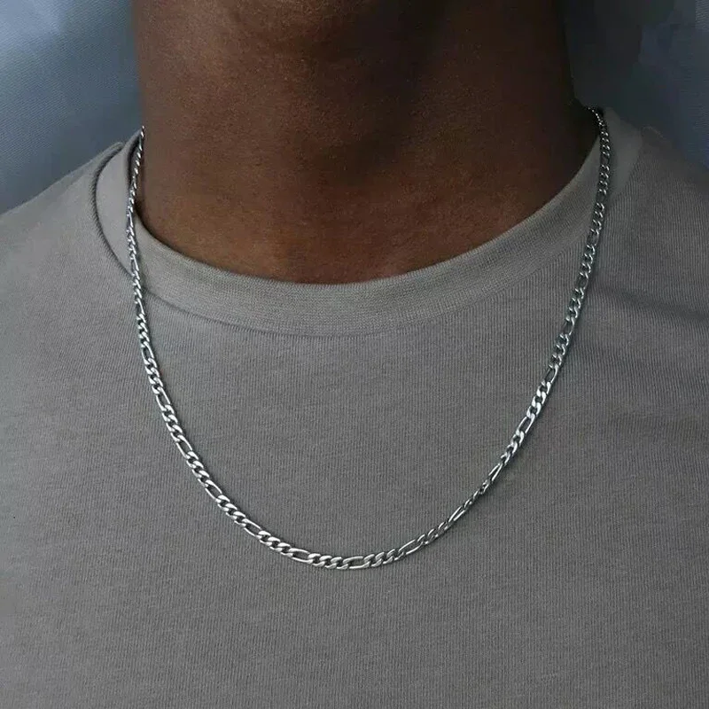 40-75 cm 925 Silber 4 mm Figaro Kette Halskette für Damen Herren Lange Halskette Hip Hop Schmuck Geschenk