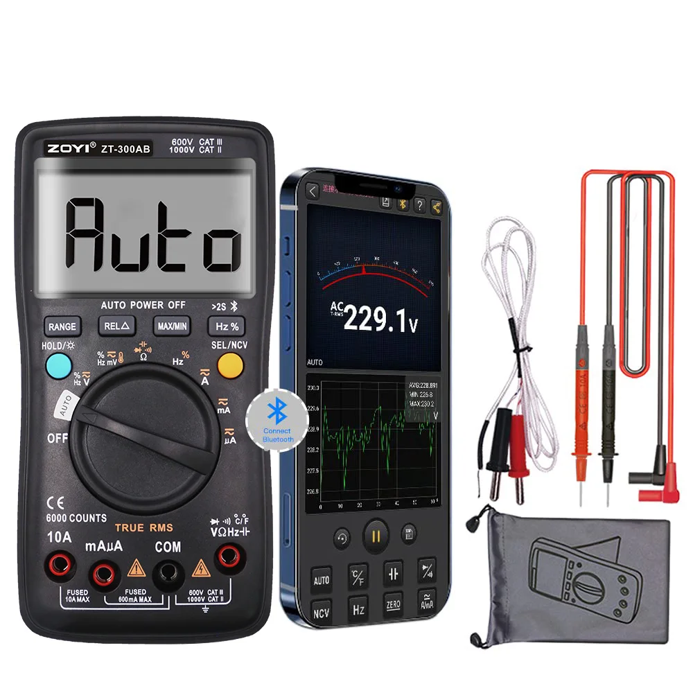 ZOYI Bluetooth APP Intelligente ZT-300AB intelligente digitale hochpräzise Multimeter Anti-Burn-Kurve Datenüberwachung Intelligen Image