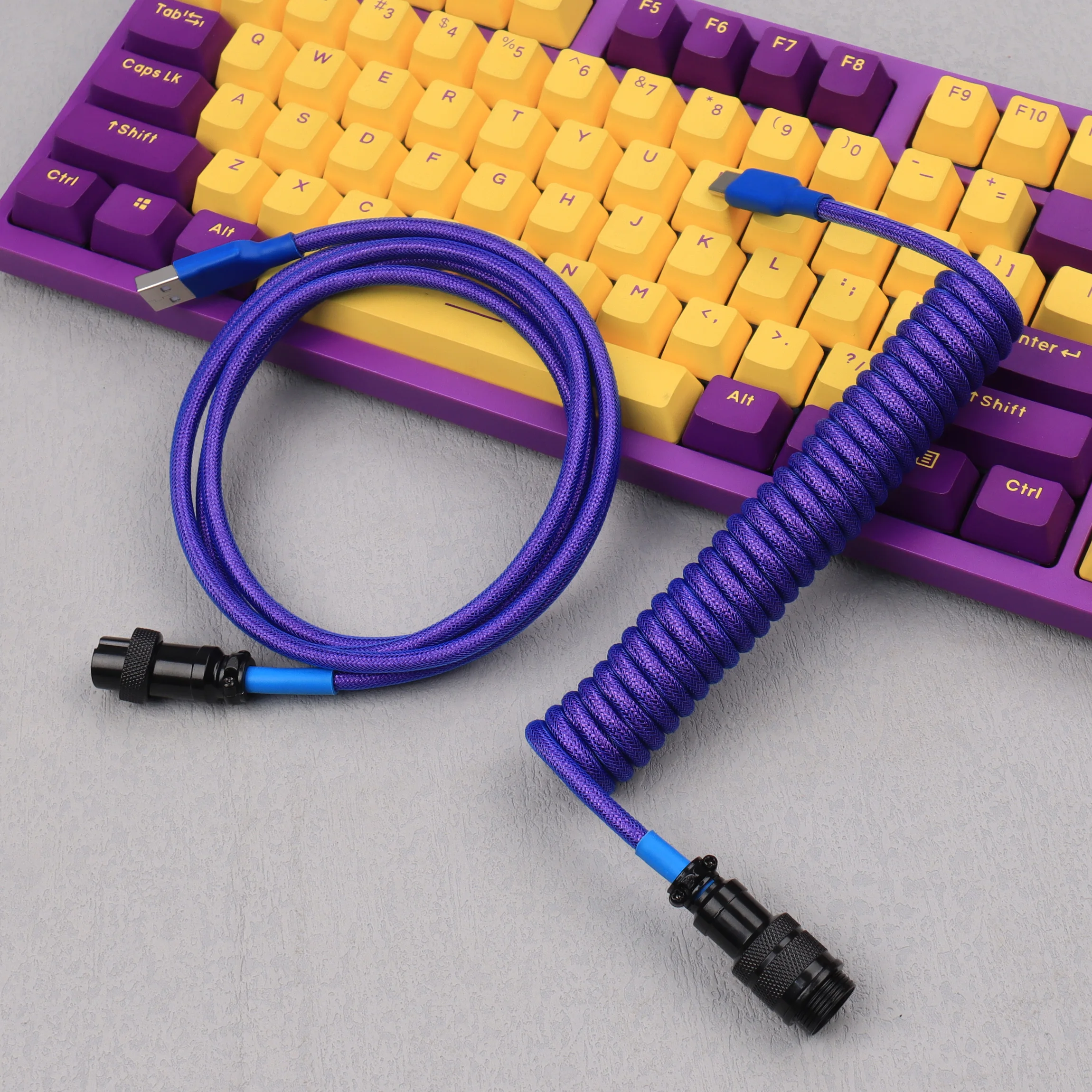 LANO Abnehmbares Aviator-Spiralkabel Typ C für mechanische Gaming-Tastatur, doppelt ummanteltes Kabel mit GX16 Image