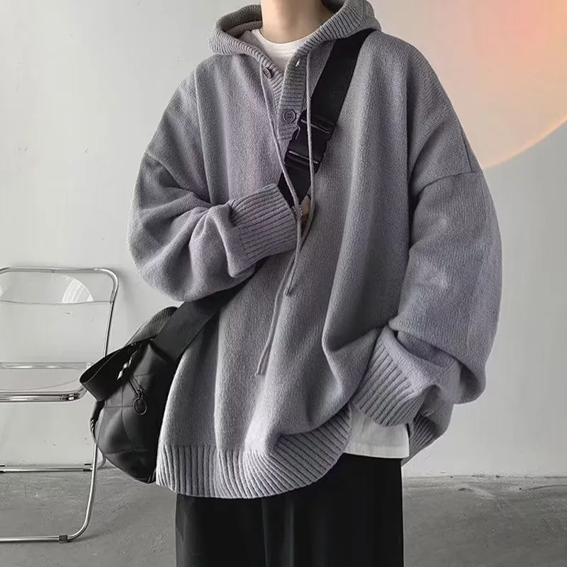 Männer Pullover Streetwear Vintage Mit Kapuze Pullover Übergroßen Pullover Männer Gemütliche Lose College Solide Strick Tops Streetwear Hoodies